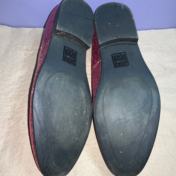 Amali Barnes metallic sparkle glitter pink slip on loafers Sz 9.5 - Picture 5 of 7